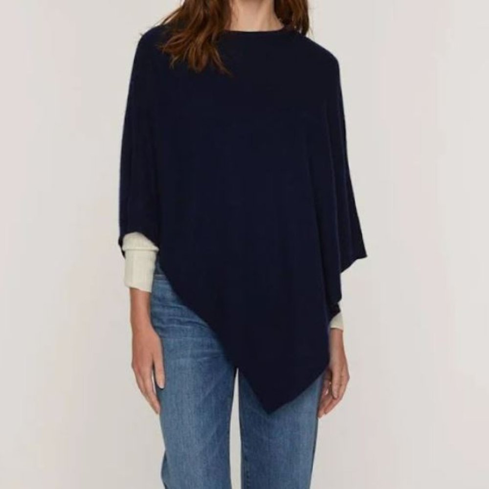 Ann Taylor Cashmere Navy Poncho, Size L-XL